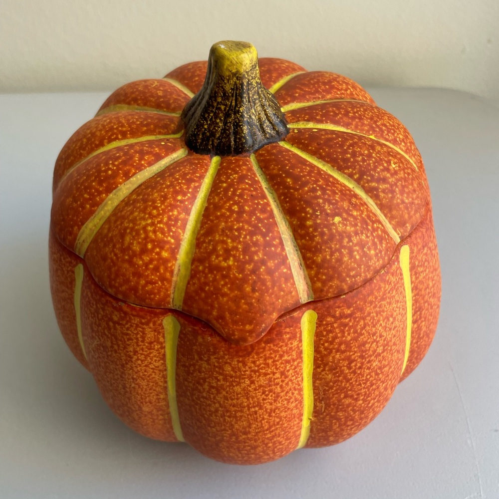 Orange and Yellow Pumpkin Two Piece Candy Container